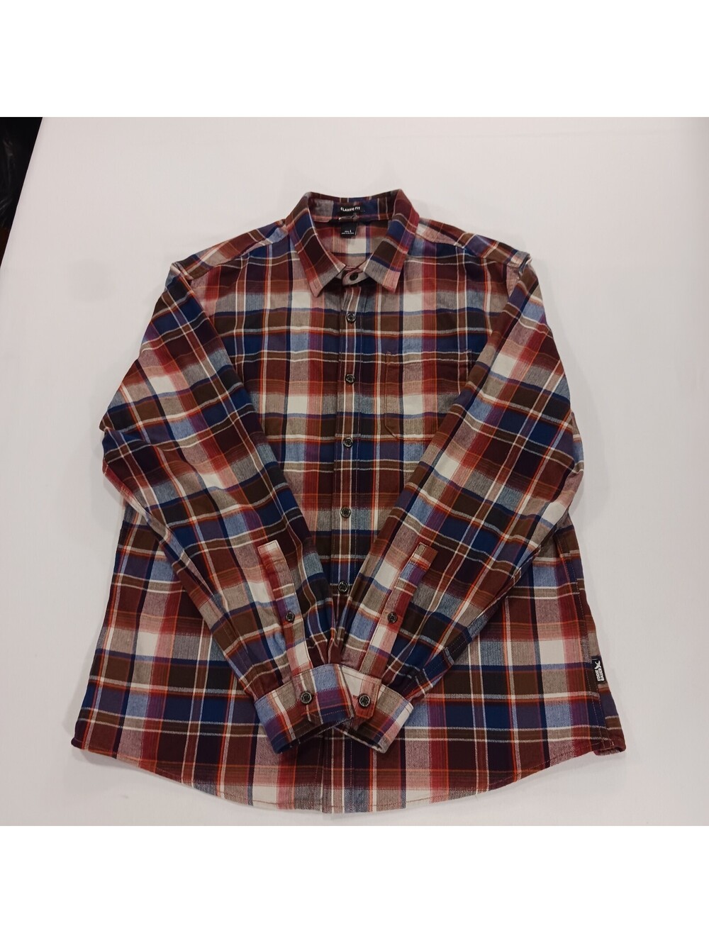 Eddie Bauer Classic Fit Men's Red/Blue Flannel Plaid Button-Up Shirt Size Large - Picture 16 of 16